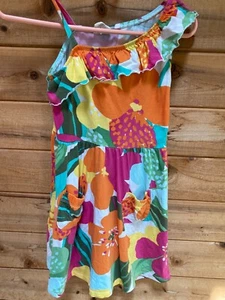 GIrl's Size L 10-12 CRAZY 8 Dress Sleeveless One Shoulder Strap Floral Ruffle - Picture 1 of 5