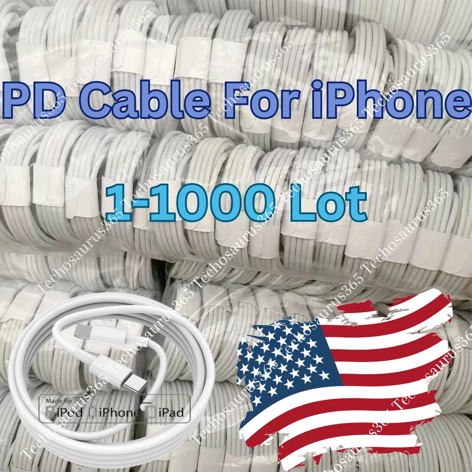 Lote de cables de carga rápida PD USB tipo C USB C para iPhone 14 13 12 11 XR XS Max 8 7 Foto 1 de 4