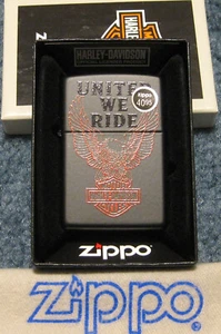 ZIPPO HARLEY DAVIDSON Lighter UNITED WE RIDE Eagle LOGO 48983  Motorcycles NEW - Picture 1 of 5