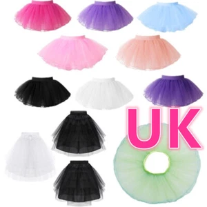 UK Kids Girl's Dance Tutu Skirt Princess 4 Layered Tulle Skirts Ballet Dancewear - Picture 1 of 66