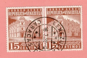 VENEZUELA 1958-1962 Y&T CORREO AÉREO 634 PAREJA DE USADOS OBLITERADO CARACAS - Imagen 1 de 1
