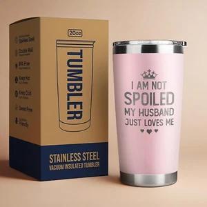 Gifts for Wife from Husband- Gifts for Her, Wifey Tumbler Cup 20 Oz Anniversary - Picture 1 of 6