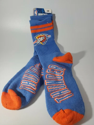 NBA Oklahoma Thunder OKC Crew Socks Men Large 10-13 New Cover