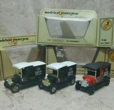   Models of Yesteryear  Y12-3 1912Ford Model T CAPTAIN MORGAN RUM  Set of 3 - Image 1 of 4