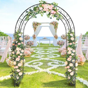 7FT Garden Arch Arbor, Heavy Duty Metal Archway, Decorative Frame Stand Trellis - Picture 1 of 9