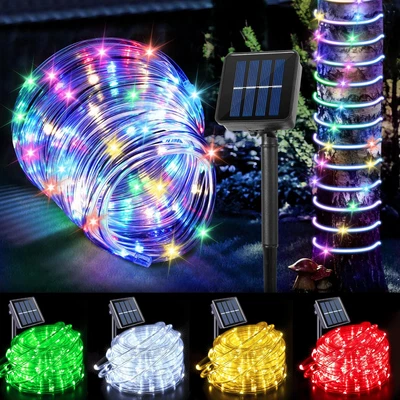 100LED Solar Rope Tube String Fairy Lights Strip Waterproof Outdoor Garden Decor - Image 1 of 4