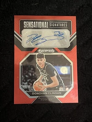 2023 Prizm DONOVAN CLINGAN Sensational Sigs RED /149 AUTO RC UConn PORTLAND - Image 1 of 2