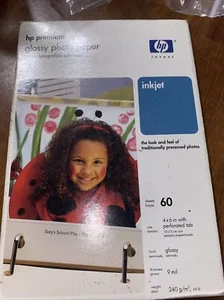 HP Premium Glossy Photo Paper 4x6 60 Sheet Open.   One Sheet Used - Afbeelding 1 van 2