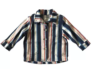Chaqueta Gymboree Niñas 12-18 M Denim Multicolor Rayas Botón a Presión Frontal - Imagen 1 de 5