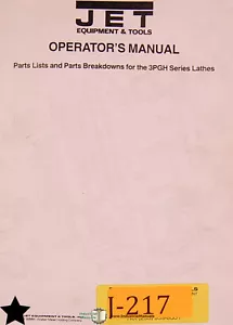 Jet 3PGH, 1440 Lathes Wiring Parts List and Breakdowns Manual - Picture 1 of 1