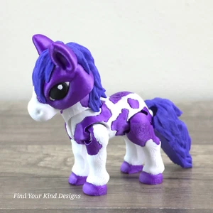 3D printed Tiny Horse articulated and adjustable toy flexi fidget Purple pony - Picture 1 of 7