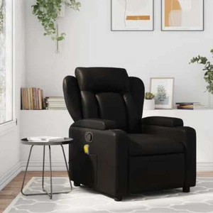 vidaXL Massage Recliner Chair Black Faux Leather - Picture 1 of 11