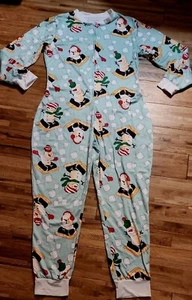 Smores Snowman Fleece One Piece Zip Up Pajamas Size XL - Picture 1 of 5