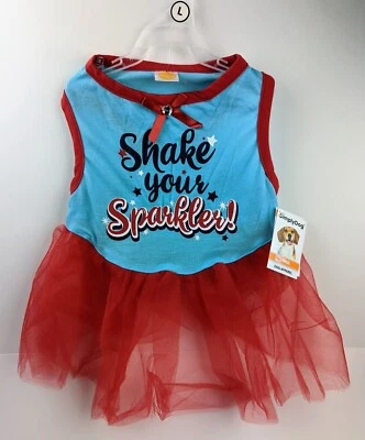 Simply Dog Patriotic Pet Dress "Shake your Sparkler!" w Tutu LARGE - Image 1 of 4