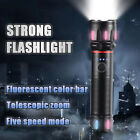 Strong Flashlight Fluorescent Color Bar Telescopic Zoom Aluminum Alloy Long