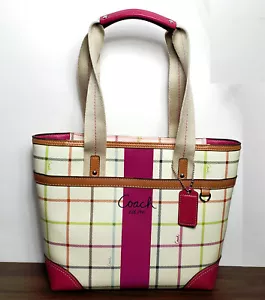 New Coach Heritage Chelsea Tattersall Tote Shoulder Bag Plaid 14790 NWT* - Picture 1 of 10