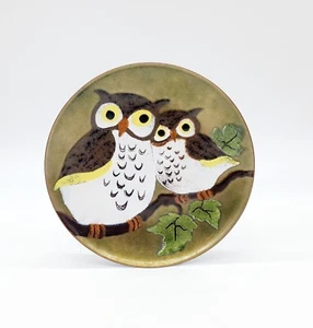Bovano Of Cheshire CT Enamelware Owl Decorative Plate - Picture 1 of 3
