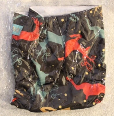 New Alva Baby Cloth Diaper pocket (cover ONLY) Reindeer print OS snaps holiday - Image 1 of 3