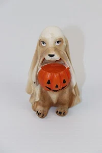 Halloween dog puppy ghost costume with trick or treat Pumpkin 4" figure - Picture 1 of 8