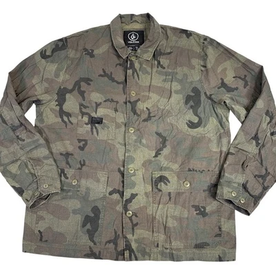 Volcom Mens XL Camouflage Jacket Cotton Shacket Camo Shirt Lightweight Hunting - Image 1 of 4