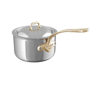 M'Cook B 5-Ply Polished Stainless Steel Sauce Pan With Lid, And Brass Handle,... - Picture 1 of 4
