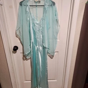 Vintage Victoria's Secret Gold Label 2-teiliges Satin Schlupfkleid Nachthemd Large - Bild 1 von 6