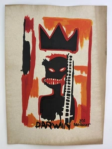 Jean-Michel Basquiat COA Art Painting Original Drawing Vintage Paper Signed - Picture 1 of 3