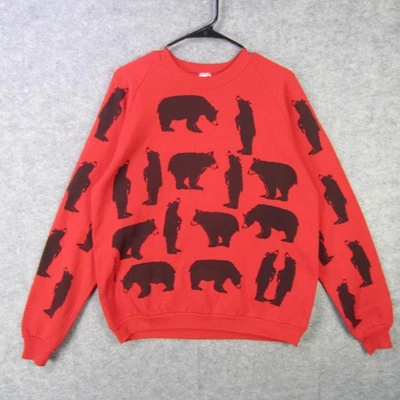 Suéter De Colección American Pac Co Para Hombres XL Rojo Negro Oso Gráfico Cuello Redondo Años 90 EE. UU. Foto 1 de 4