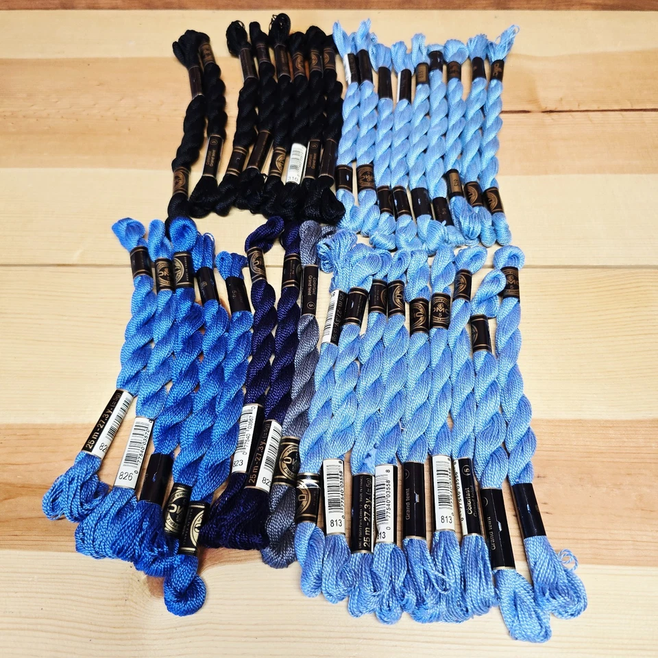 DMC #5 Lot of 35 Coton Perle Cotton Embroidery Thread Twist Skeins NEW Blue - Image 1 of 4