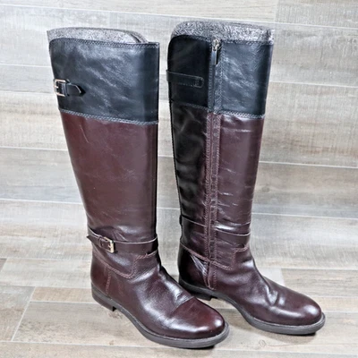 Botas de Montar Enzo Angiolini Eaeero 2 Tonos Cuero Mujer Talla 5 M Marrón Negro Cremallera Foto 1 de 4