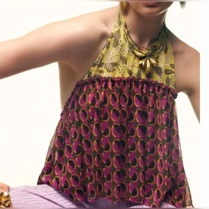 NUEVO CON ETIQUETAS Para mujeres ZARA Chemise Halter Top Camisa Blusa Talla Mediana M NUEVO - Imagen 1 de 6