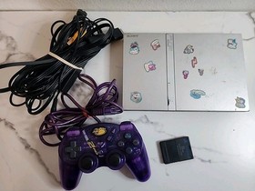 Sony PS2 PlayStation 2 Slim SILVER Console Bundle System Fully Tested Working