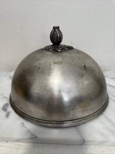 Antique French Meat Dome food cover Dome Pewter Ornate Finial Distressed Finish - Picture 1 of 13