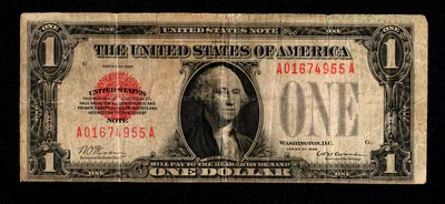 $1 1928 Legal Tender, Fr. 1500  CHEAP EARLY RED SEAL ACE Puerto Rico F-VF - Image 1 of 2