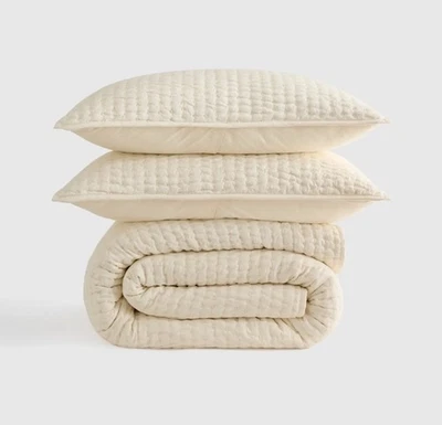 NWOT Quince European Linen Cotton Stitch Quilt Set Twin Size NWOT - Image 1 of 4