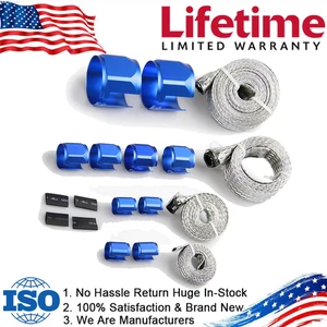New Radiator Hose Sleeving Kit Stainless Steel Braided Dress-Up Hose Cover Blue - Picture 1 of 16