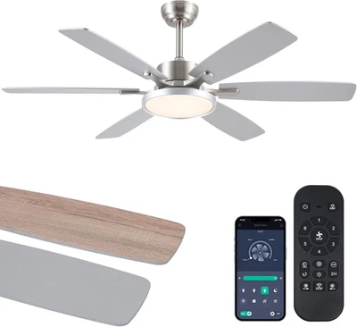 52 Inch Modern Ceiling Fans with Lights Remote/App Control,Modern Flush Mount Ce - Image 1 of 4