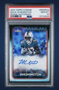 Malik Washington Rookie Auto 2024 Topps Chrome Miami Dolphins 🐬 PSA 10 - Picture 1 of 2