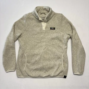LL Bean Damen 1/4 Snap Sweater Fleecepullover Langarm Größe M Reg Beige - Bild 1 von 10