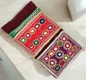 Hand-Embroidered Kuchi Wallet | Boho Ethnic Coin Purse | Gypsy Tribal Clutch - Picture 1 of 4