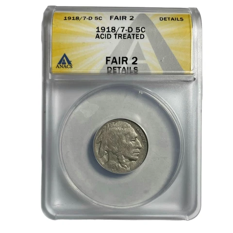 1918/7-D Buffalo Nickel Anacs Details - 8 Over 7 Overdate Key Date! Cover