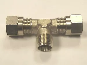 1/4 Bsp male center Tee 10mm To 10mm Compression Fitting Air or Fluid - Picture 1 of 1