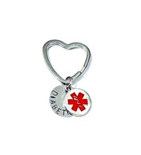 Medical Alert Warning Heart Key Ring Bag Tag Stamped Medical Disc & Heart Charm