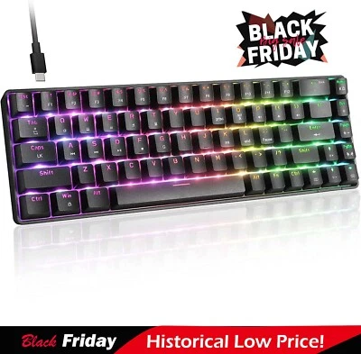 Freewolf T8 Wired 68 Keys 60% Mechanical Gaming Keyboard RGB Backlit For MAC PS4 - image 1 of 4