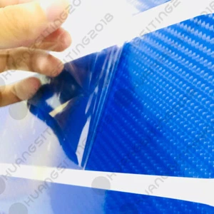 4x 5D Carbon Fiber Look Car Door Plate Sill Scuff Cover Panel Protector Blue HST - Imagen 1 de 4