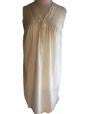 Camisón sin mangas vintage talla M Barbizon color crema pintucado encaje recortado # 3113 Foto 1 de 4