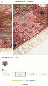 Anthropologie Hand-Knotted Perry Rug 2 X 3’ New With Tags - Picture 1 of 4