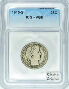 1915-S Barber Quarter ICG vg-8; Auswahl Original - Bild 1 von 4