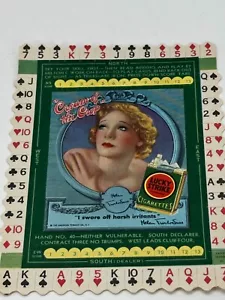 Helen Twelvetrees Lucky Strike Cigarettes Premium Bridge Hand Card vintage anni '30 - Foto 1 di 6