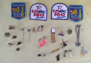   lot of Vintage and new Bowling pins, patch  2 sets of ear rings - Picture 1 of 5